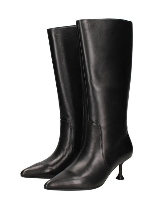 ME25 Hoher Stiefel, 6,5 cm Absatz, aus Leder Schwarz - Damenschuhe