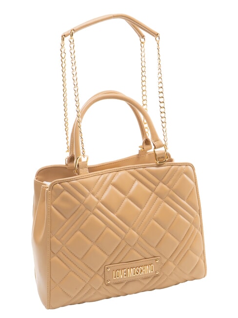 QUILTED Handtasche mit Kettenschulterriemen Beige - Damentaschen