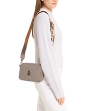 FURLA GARDENIA Kameratasche aus Leder mit Keria-Print Taupe + Cognac-T&ouml;ne - Damentaschen - 5