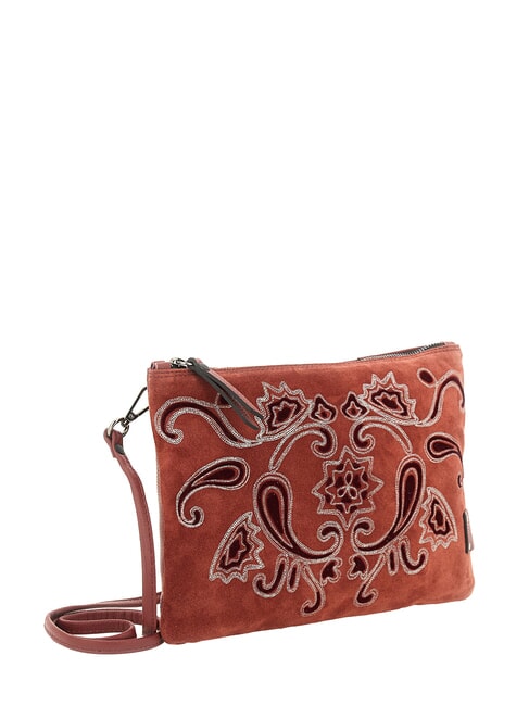 BEYONCE Clutch mit Schulterriemen aus Leder Terrakotta - Damentaschen