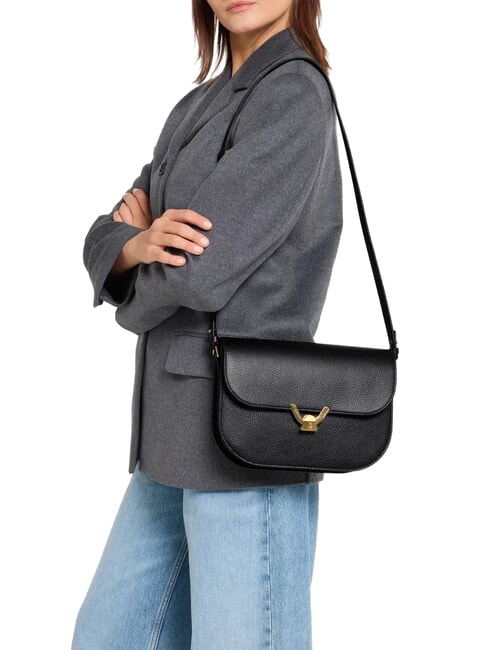 DEW Schultertasche, Leder Schwarz - Damentaschen