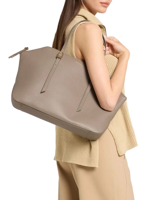 CHERRY Schultertasche, Leder warmes Taupe - Damentaschen