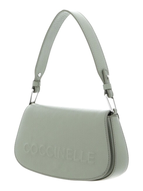 MYRTHA MAXI LOG Schultertasche aus Leder mit Schulterriemen Gr&uuml;n - Damentaschen