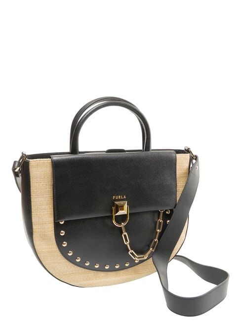 MISS MIMI Handtasche mit Schulterriemen W&uuml;ste + Schwarz - Damentaschen