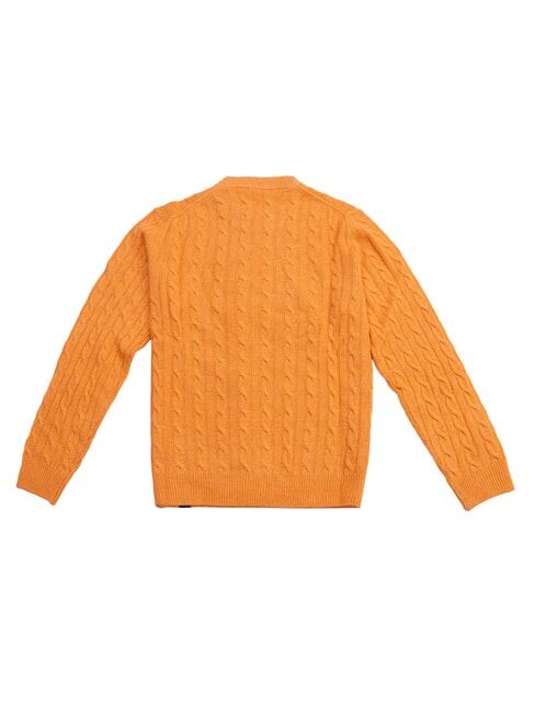 N|S Pullover mit Rundhalsausschnitt und Zopfmuster Orangengew&uuml;rz - Herrenpullover