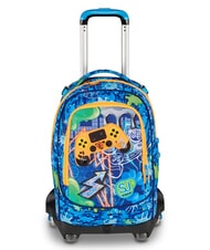 SJGANG JOYFUL PINS BOY  BLAUER DRUCK - Rucks&auml;cke mit Trolleyfunktion - 2