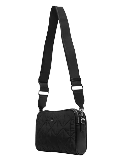 QUILTED NYLON Mini-Schultertasche mit Schultergurt auf Schwarz - Damentaschen