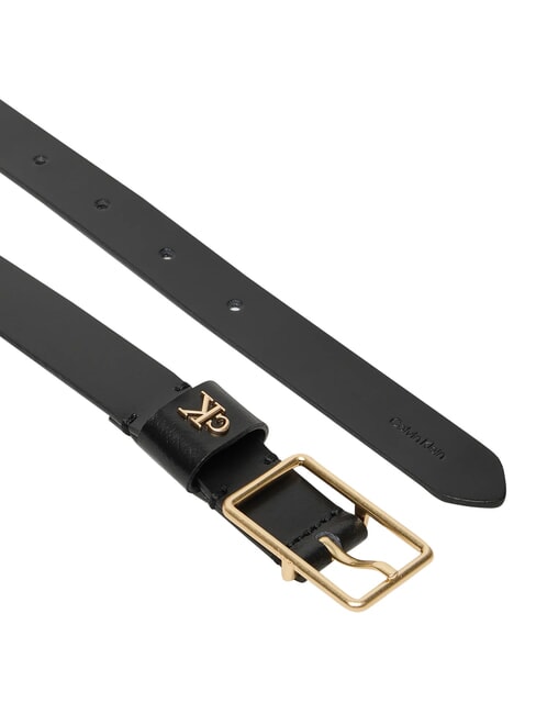 CLASSIC BUCKLE Lederg&uuml;rtel Schwarz / Antik-Hellgold - G&uuml;rtel
