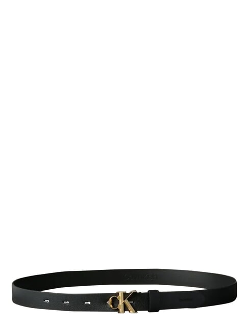 FACTED CK BUCKLE Lederg&uuml;rtel Schwarz / Antik-Hellgold - G&uuml;rtel