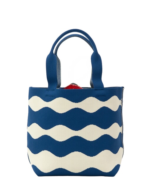 KNITTED Handtasche mit Schulterriemen Creme/Marineblau - Damentaschen