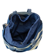 BLAUER KNITTED Handtasche mit Schulterriemen Creme/Marineblau - Damentaschen - 4