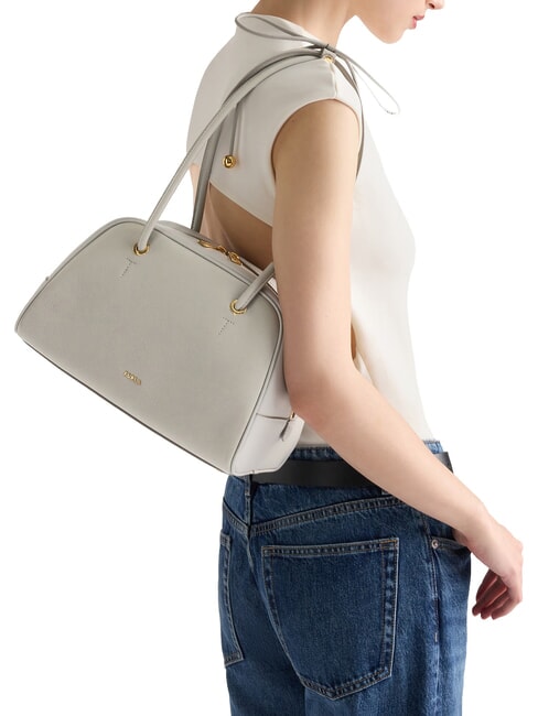 POPPY Schultertasche, Leder Steingrau - Damentaschen