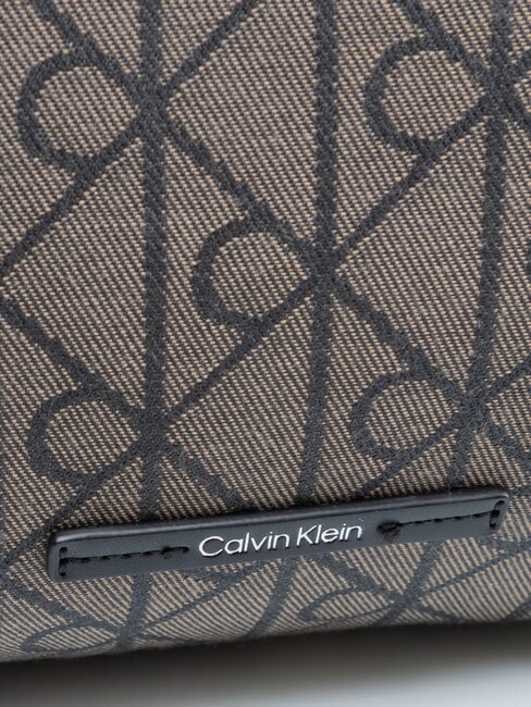 EMBLEM JAQUARD Die Schultertasche Lotus Beige/Schwarz AOP JQD - Damentaschen
