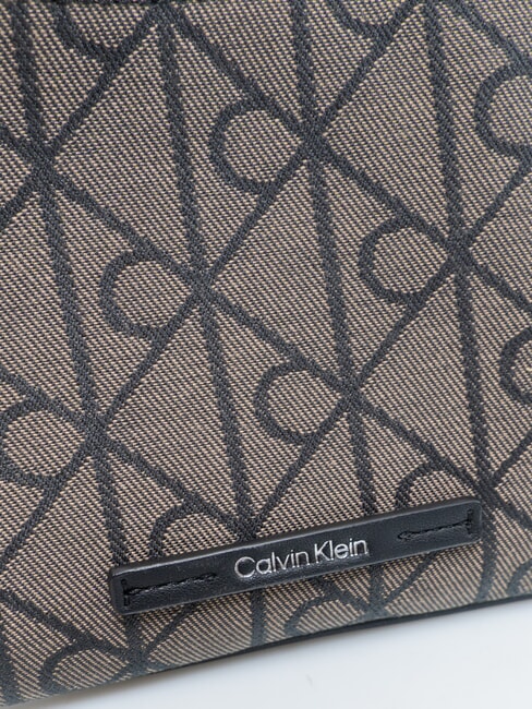 EMBLEM AOP Mini-Schultertasche Lotus Beige / Schwarz AOP - Damentaschen
