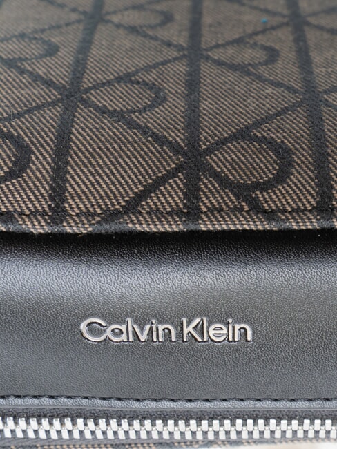 EMBLEM AOP Mini-Schultertasche Lotus Beige / Schwarz AOP - Damentaschen
