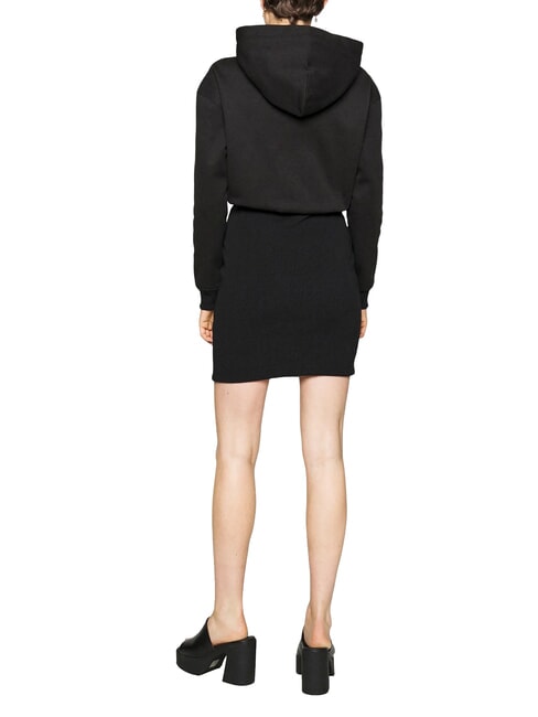 CK JEANS Kapuzenkleid ck Schwarz/Hellwei&szlig; - Damenkleider