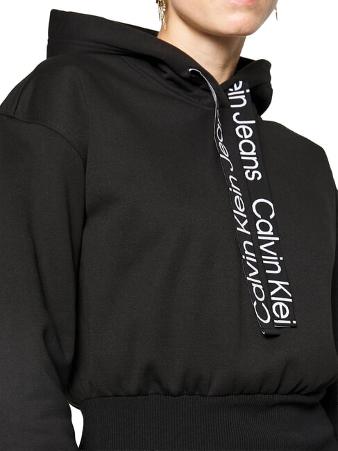 CK JEANS Kapuzenkleid ck Schwarz/Hellwei&szlig; - Damenkleider