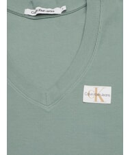 CALVIN KLEIN WOVEN LABEL Kurz&auml;rmeliges Baumwoll-T-Shirt grau - T-Shirts und Tops f&uuml;r Damen - 2
