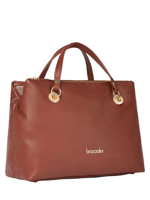 NORA Lederhandtasche mit Schultergurt braun - Damentaschen