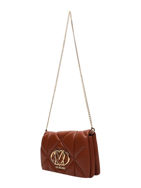 EMBOSSED Kleine Schultertasche mit Kette Kastanie - Damentaschen