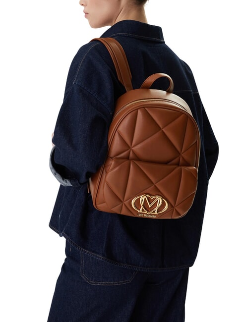 EMBOSSED Rucksack mit Vordertasche Kastanie - Damentaschen