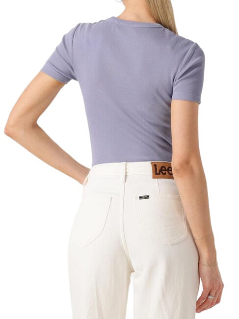 WASHED WOVEN LABEL Kurz&auml;rmeliges Baumwoll-T-Shirt lila - T-Shirts und Tops f&uuml;r Damen