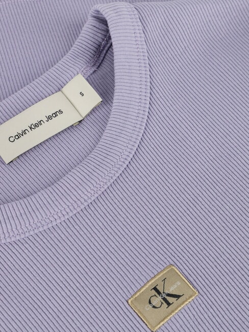 WASHED WOVEN LABEL Kurz&auml;rmeliges Baumwoll-T-Shirt lila - T-Shirts und Tops f&uuml;r Damen