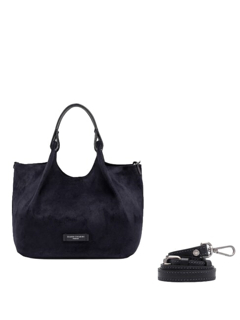 DUA Schultertasche mit Schulterriemen, aus Leder Nacht - Damentaschen