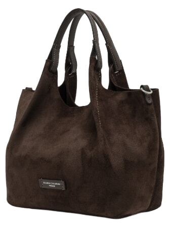 DUA Schultertasche mit Schulterriemen, aus Leder Mokka - Damentaschen
