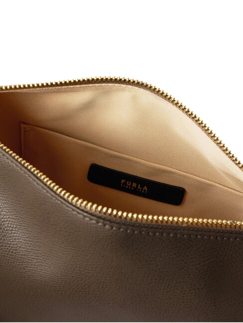 TONIE Kleine Ledertasche mit Schulterriemen schlammiges Grau - Damentaschen