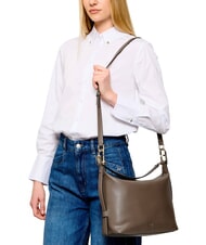 FURLA TONIE Schultertasche aus Leder mit Schulterriemen schlammiges Grau - Damentaschen - 2