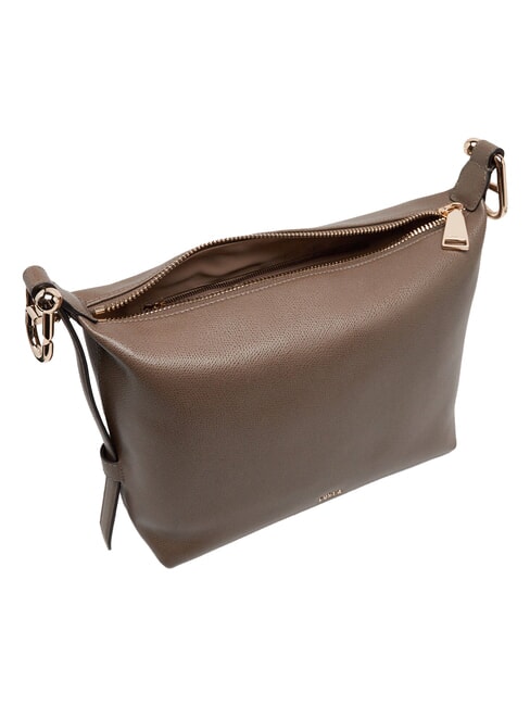 TONIE Schultertasche aus Leder mit Schulterriemen schlammiges Grau - Damentaschen