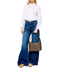 FURLA TONIE Schultertasche aus Leder mit Schulterriemen schlammiges Grau - Damentaschen - 6