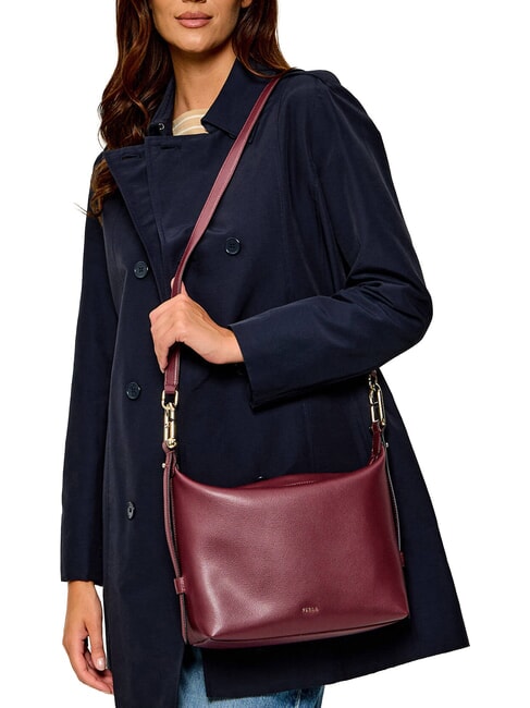 TONIE Schultertasche aus Leder mit Schulterriemen roter Apfel - Damentaschen