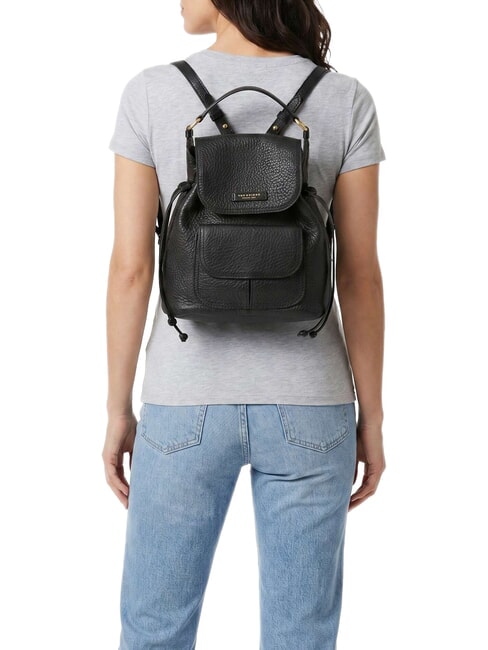 MARTINA Rucksack aus geh&auml;mmertem Leder Schwarzes Gold - Damentaschen