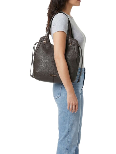 MARTINA Schultertasche, Leder Mokka mit Gold - Damentaschen