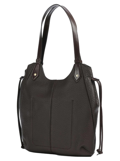 MARTINA Schultertasche, Leder Mokka mit Gold - Damentaschen