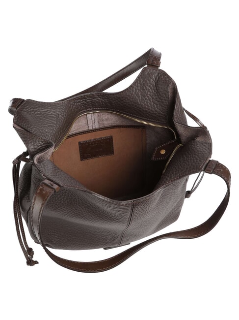 MARTINA Schultertasche, Leder Mokka mit Gold - Damentaschen