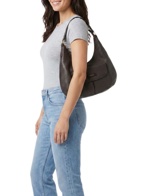 MARTINA Schultertasche, Leder Mokka mit Gold - Damentaschen