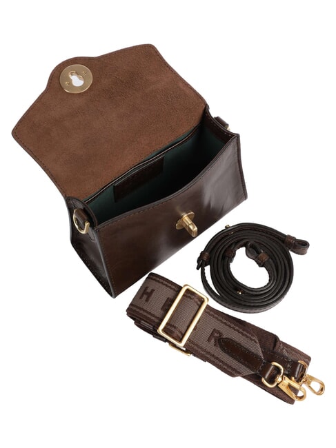 IRENE  Mini-Umh&auml;ngetasche aus Leder Mokka mit Gold - Damentaschen