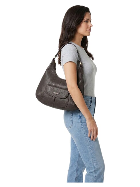 MARTINA Schultertasche, Leder Mokka mit Gold - Damentaschen