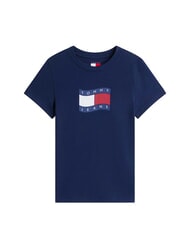 TOMMY HILFIGER TJ FLAG Baumwoll-T-Shirt Dunkelblau - T-Shirts und Tops f&uuml;r Damen - 3