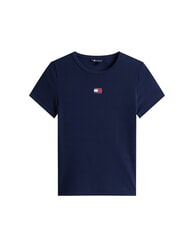 TOMMY HILFIGER TH JEANS Geripptes Kurzarm-T-Shirt Dunkelblau - T-Shirts und Tops f&uuml;r Damen - 4