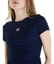 TOMMY HILFIGER TH JEANS Geripptes Kurzarm-T-Shirt Dunkelblau - T-Shirts und Tops f&uuml;r Damen - 3