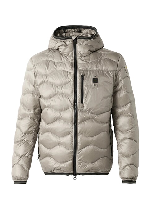 WAVE Kurze, wattierte Daunenjacke mit Kapuze nebliges Grau - Daunenjacken f&uuml;r Herren