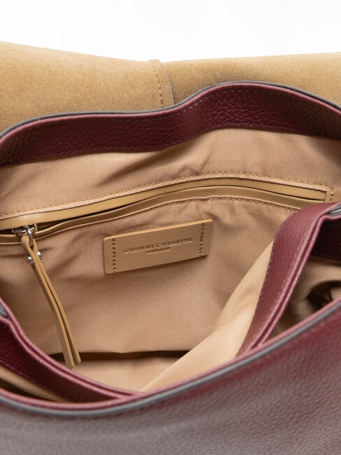 HELENA ROUND Schultertasche mit Schulterriemen, aus Leder antiker Rubin - Damentaschen