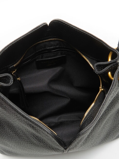 SANDRA Schultertasche mit Schulterriemen, aus Leder Schwarz - Damentaschen