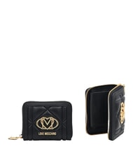 LOVE MOSCHINO EMBOSSED QUILTED Mittelgro&szlig;e Geldb&ouml;rse mit Rei&szlig;verschluss Schwarz - Brieftaschen Damen - 3