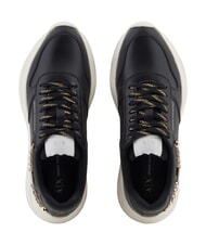 ARMANI EXCHANGE A|X Chain  Ledersneakers Schwarz + Schwarz - Damenschuhe - 4