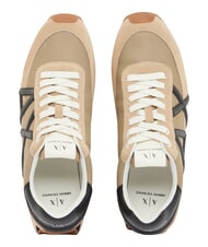 ARMANI EXCHANGE ROYALE SUEDE AIR MESH Ledersneakers mit AX-Logo Marineblau + Cremewei&szlig; - Herrenschuhe - 4